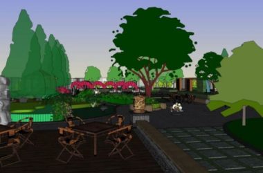 Sketchup景观模型|小区景观，现代风格-BIM建筑网