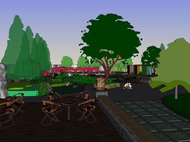 Sketchup景观模型|小区景观，现代风格