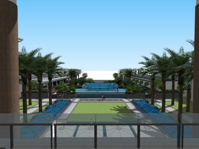 Sketchup景观模型|酒店景观，泳池景观，古典风格