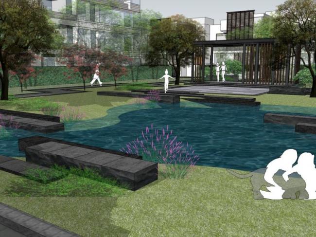Sketchup景观模型|小区景观，住宅景观，现代风格