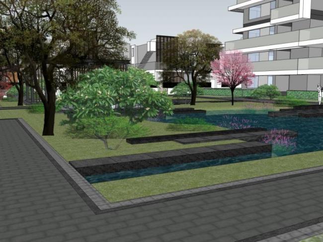 Sketchup景观模型|小区景观，住宅景观，现代风格