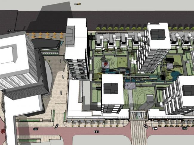 Sketchup景观模型|小区景观，住宅景观，现代风格