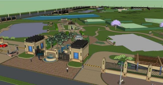 Sketchup景观模型|小区景观，住宅景观，古典风格