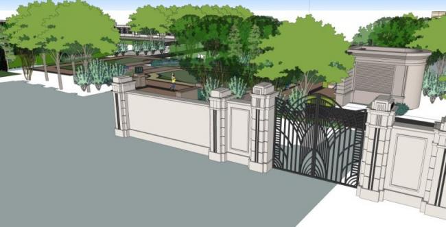 Sketchup景观模型|公园景观，古典风格