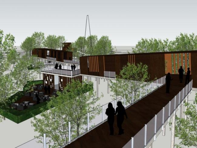 Sketchup景观模型|天桥景观，现代风格