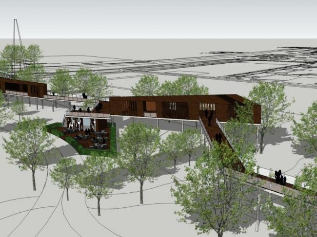 Sketchup景观模型|天桥景观，现代风格