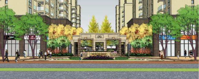 Sketchup景观模型|小区景观，住宅景观，古典风格