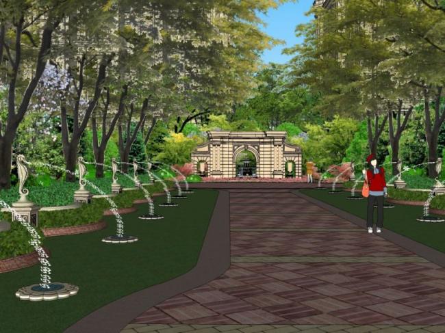 Sketchup景观模型|小区景观，住宅景观，古典风格