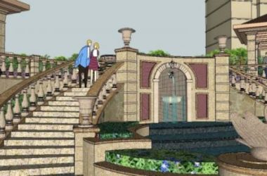 Sketchup景观模型|小区景观，住宅景观，古典风格-BIM建筑网