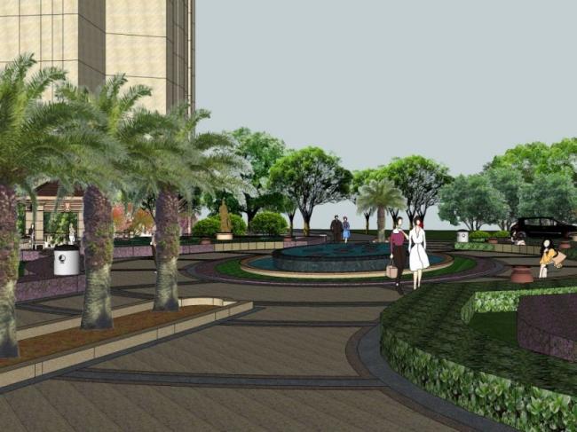 Sketchup景观模型|小区景观，住宅景观，古典风格