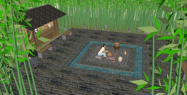 Sketchup景观模型|景观设计，庭院景观，中式风格