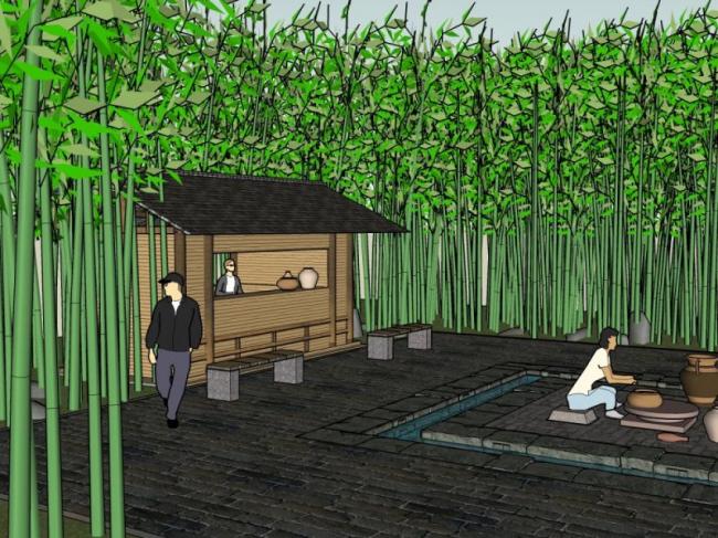 Sketchup景观模型|景观设计，庭院景观，中式风格
