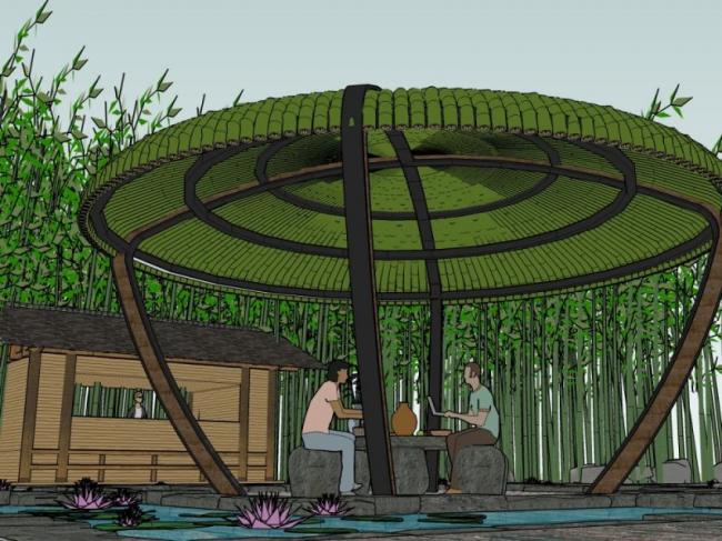 Sketchup景观模型|景观设计，庭院景观，现代中式风格