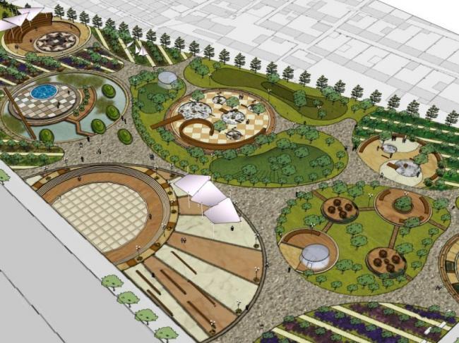 Sketchup景观模型|广场景观，现代风格