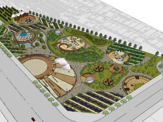 Sketchup景观模型|广场景观，现代风格