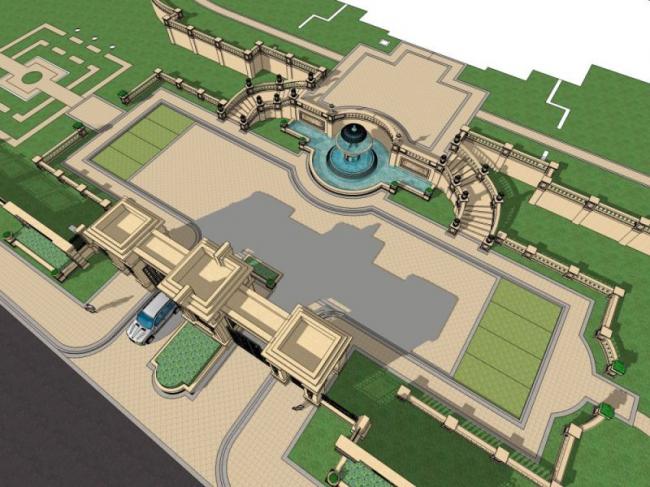 Sketchup景观模型|广场景观，古典风格