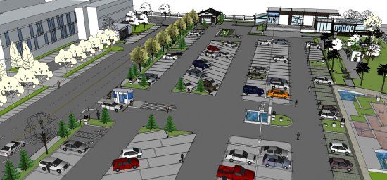 Sketchup景观模型|广场景观，停车场景观，新中式风格