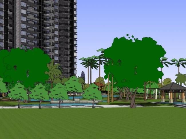 Sketchup景观模型|小区景观，古典风格