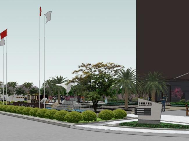 Sketchup景观模型|商业景观，停车场景观，现代风格