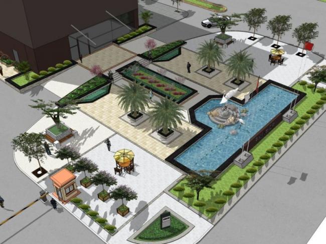 Sketchup景观模型|商业景观，停车场景观，现代风格