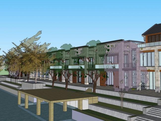 Sketchup景观模型|滨水景观，现代风格