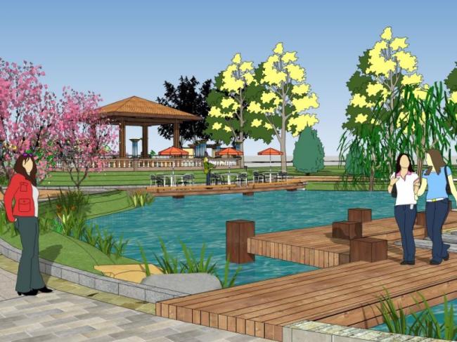 Sketchup景观模型|小区景观，住宅景观，古典风格