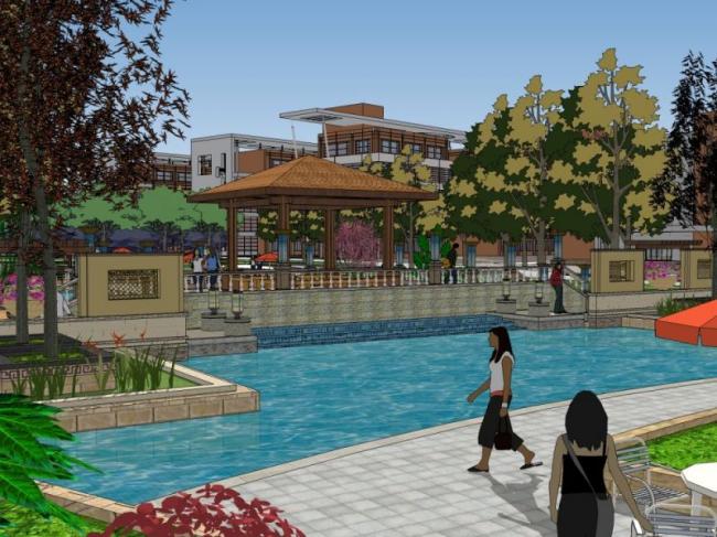 Sketchup景观模型|小区景观，住宅景观，古典风格