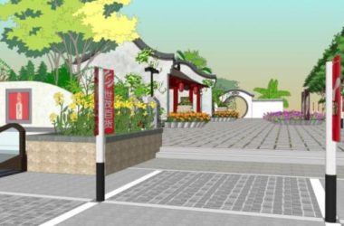 Sketchup景观模型|公园景观，新中式风格-BIM建筑网