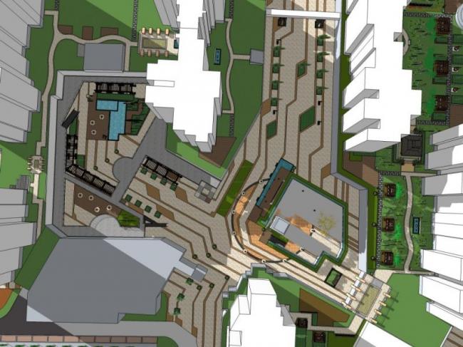 Sketchup景观模型|小区景观，住宅景观，现代风格