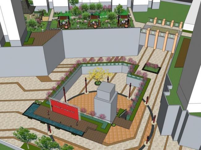 Sketchup景观模型|小区景观，住宅景观，现代风格