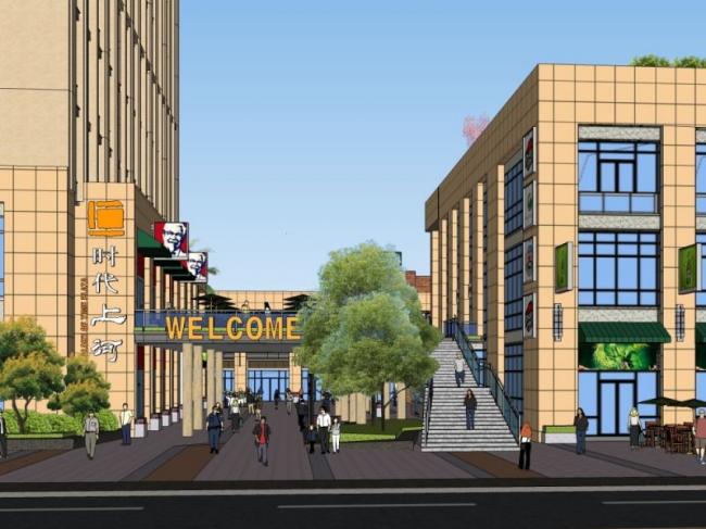 Sketchup景观模型|商业景观，现代风格