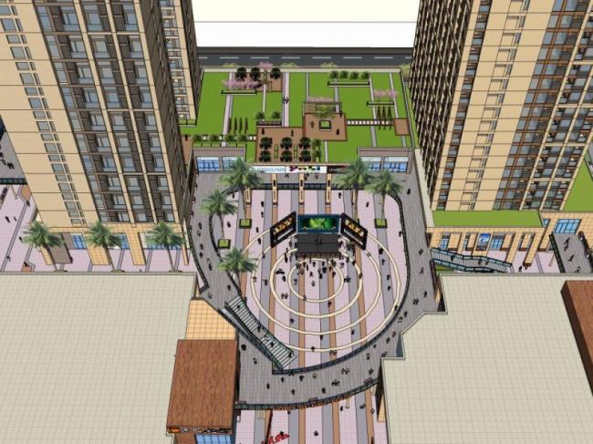 Sketchup景观模型|商业景观，现代风格