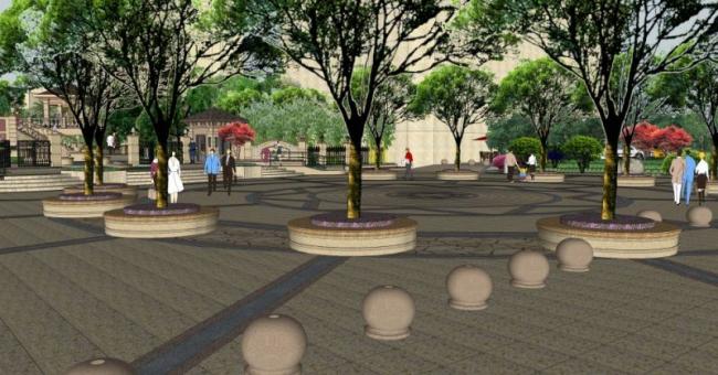 Sketchup景观模型|小区景观，住宅景观，欧式风格，古典风格