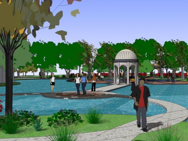 Sketchup景观模型|小区景观，住宅景观，古典风格