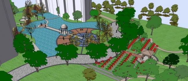 Sketchup景观模型|小区景观，住宅景观，古典风格