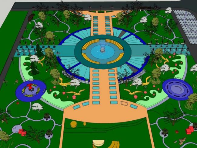 Sketchup景观模型|广场景观，现代风格