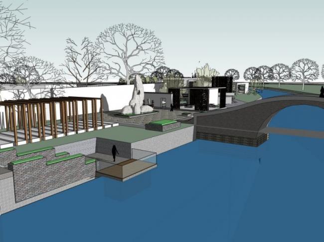 Sketchup景观模型|滨水景观，现代风格