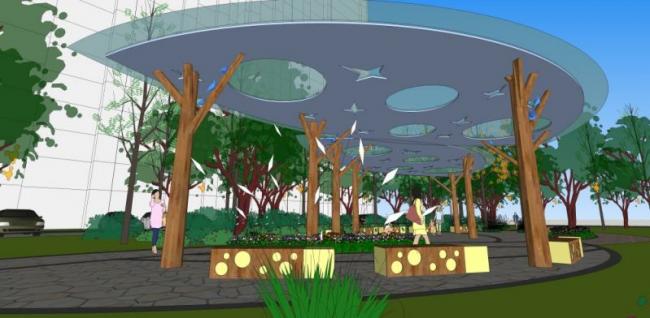 Sketchup景观模型|小区景观，住宅景观，现代风格