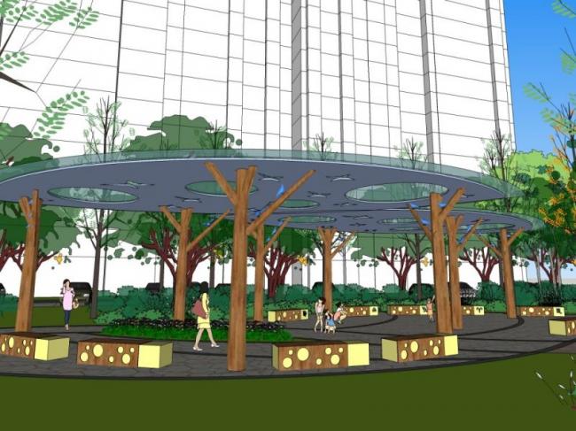 Sketchup景观模型|小区景观，住宅景观，现代风格