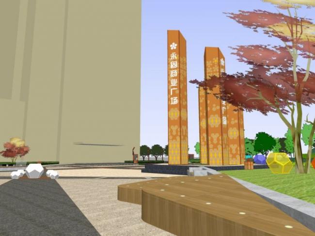 Sketchup景观模型|商业景观广场景观，现代风格
