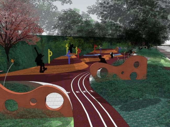 Sketchup景观模型|道路景观，街头公园，现代风格