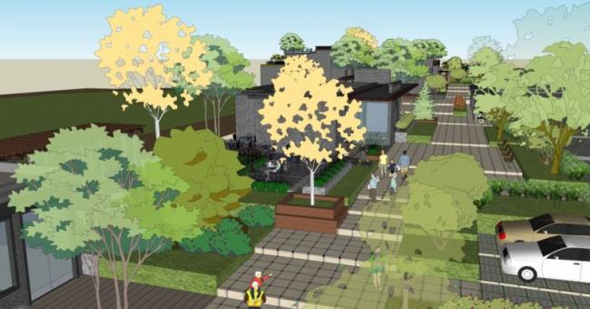 Sketchup景观模型|公园景观，街头景观，现代风格