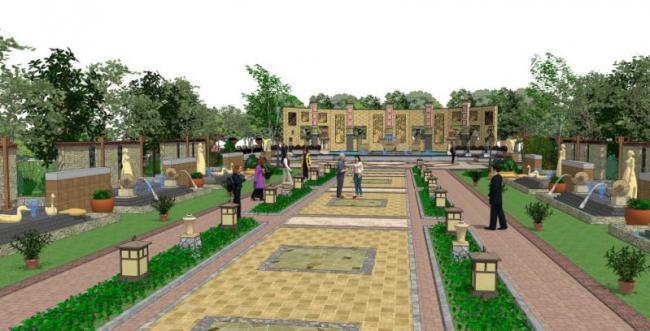 Sketchup景观模型|广场景观，古典风格