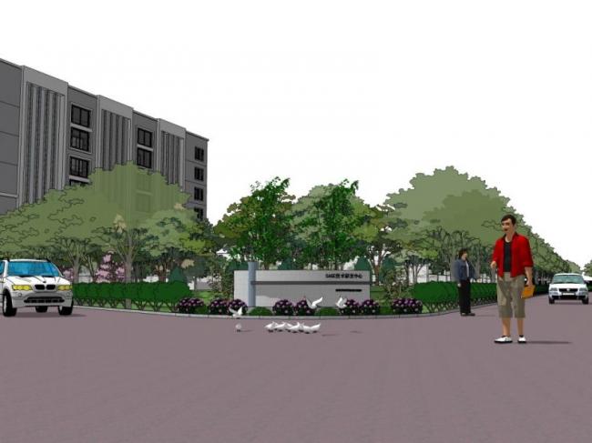 Sketchup景观模型|办公景观，现代风格
