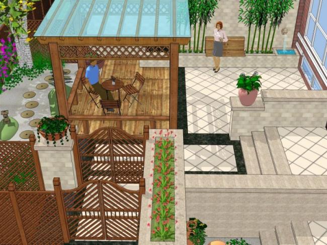 Sketchup景观模型|庭院景观，古典风格