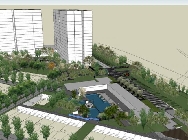 Sketchup景观模型|小区景观，住宅景观，现代风格