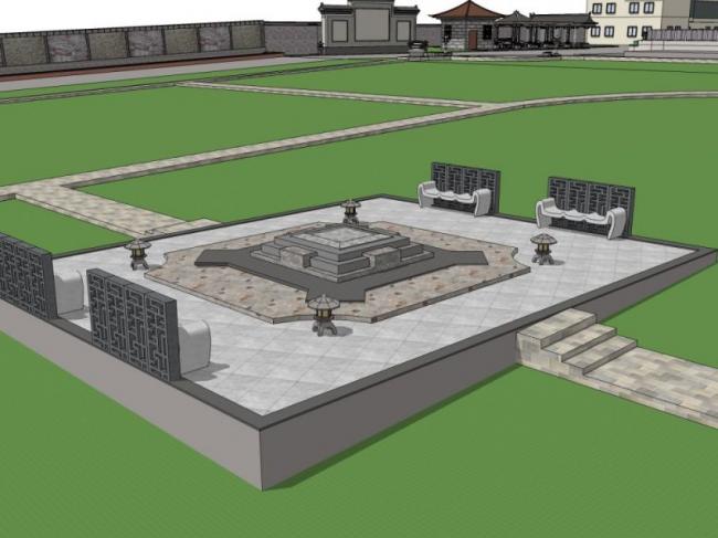 Sketchup景观模型|办公景观，接待中心，中式风格