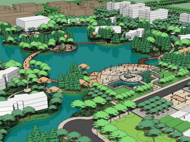 Sketchup景观模型|校园景观，学校景观，现代风格