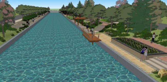 Sketchup景观模型|滨水景观，现代风格