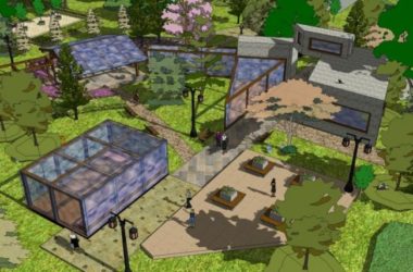 Sketchup景观模型|公园景观，现代中式风格-BIM建筑网